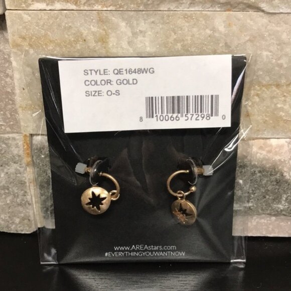 AREA STARS 14k Gold Plated Brass Starburst Cutout Drop Earrings 2 Packs - Picture 4 of 7